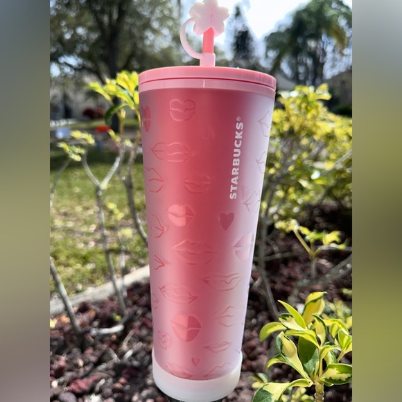 Starbucks Valentine 2021 Red and Pink Lips Soft Touch Tumbler - Picture 3 of 12